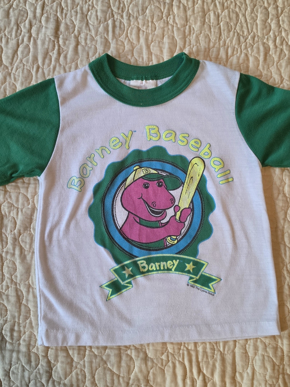 Vintage 1992 Barney Baseball Shirt Size 6-7 Original Hang Tag USA